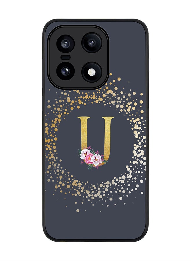 For OnePlus 15 Case,Slim fit Camera Protection, Shockproof Thin Phone cover  - Custom Monogram Floral - U  (Grey )